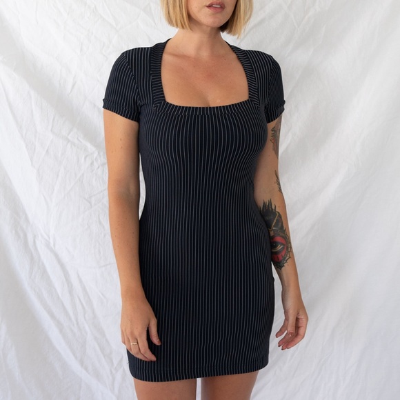 Vintage Dresses & Skirts - VINTAGE Striped Body Con Mini Dress